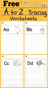worksheets- practice tracing the letter A to z